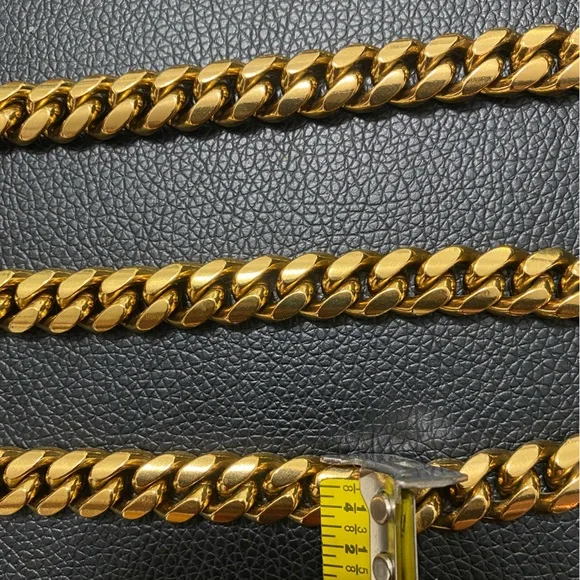 18k CUBAN LINK CHAIN AND BRACELET 18k GOLD PLATED 30" 9.5mm - Picture 13 of 16